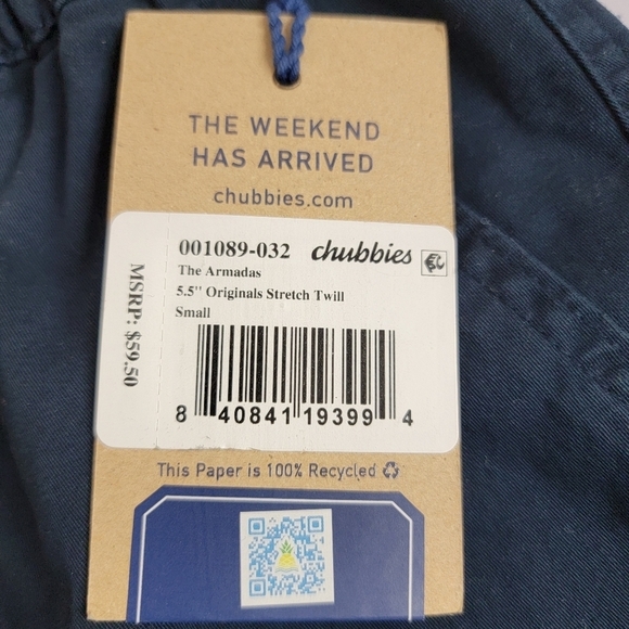 Chubbies The Armadas 5.5 "Navy Originals Stretch Shorts Sz S NEW - Picture 11 of 13